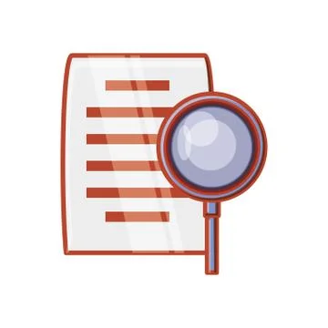 Documents paper with magnifying glass Stockillustratie