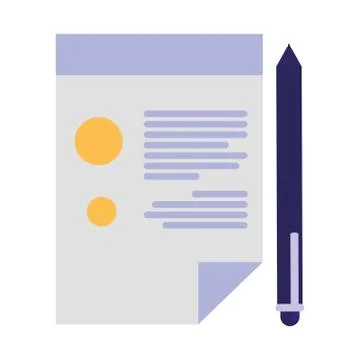 Documents paper with pen 스톡 일러스트