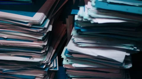 Documents, papers, files in the archive close up Stock Footage