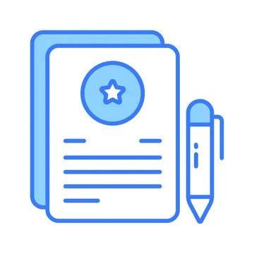 Documents with pen showing concept vector of contract, agreement or certificate Stock Illustration