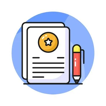 Documents with pen showing concept vector of contract, agreement or certificate Stock Illustration