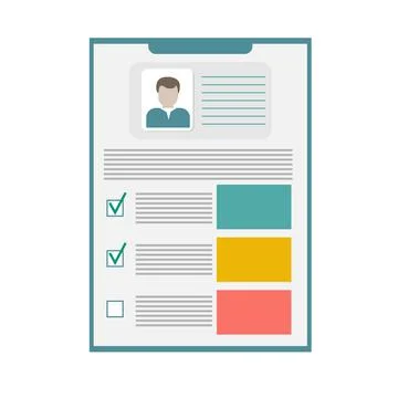 Documents with personal data vector illustration, flat cartoon paper document Stock Illustration
