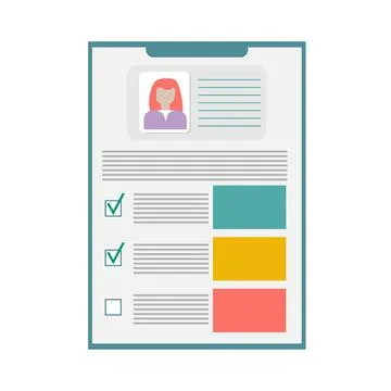 Documents with personal data vector illustration, flat cartoon paper document Stock Illustration