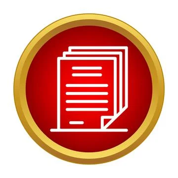 Documents pile icon on red gold circle 스톡 일러스트