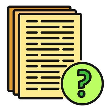 Documents pile with question mark asking for help and support Stock Illustration