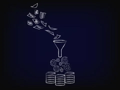 Documents processed into data, optical character recognition concept Stock Illustration