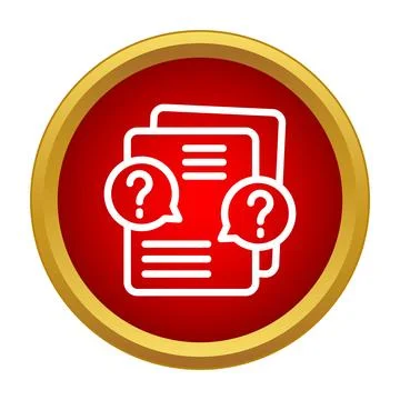 Documents with question marks in red circle icon Stock Illustration