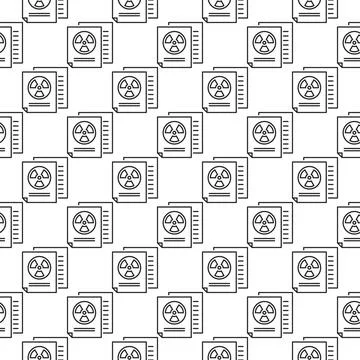 Documents with Radiation sign vector linear seamless pattern Illustrazione stock