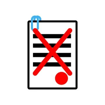 Documents reject icon sign. Office symbol. contract sheet with red seal refus Stock Illustration