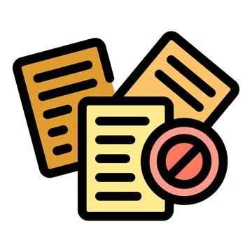Documents with rejected symbol representing access denied or blocked content Stock Illustration