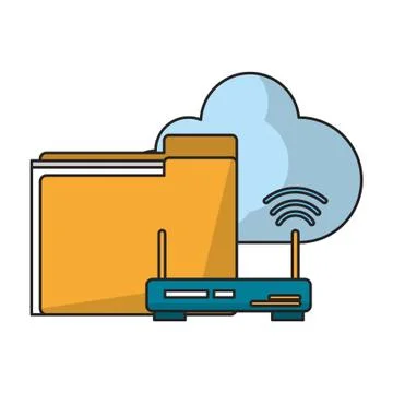 Documents router and cloud Stock Illustration