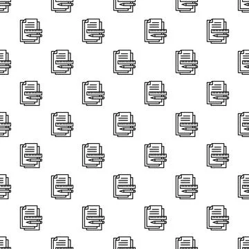 Documents with ruler and pencil seamless pattern Illustrazione stock