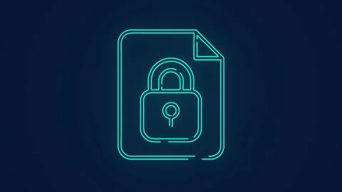 Documents secured with padlock file security technology animation Stock-Footage 264960201