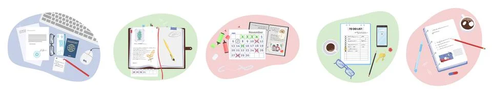 Documents set for different purpose vector scene Stock Illustration