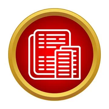 Documents showing information list icon on red button Stock Illustration
