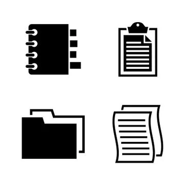 Documents. Simple Related Vector Icons 库存插图