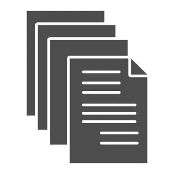 Documents solid icon. Paper vector illustration isolated on white. List glyph Stock Illustration