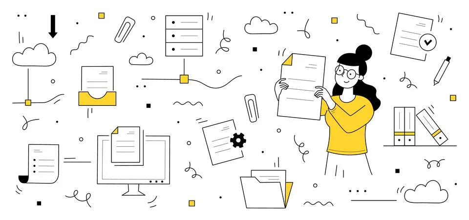 Documents storage and organization Stock Illustration