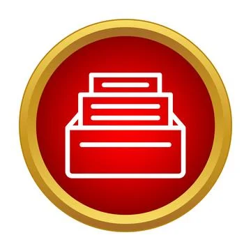 Documents storage archive in a red gold button icon 스톡 일러스트