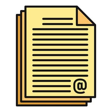 Documents with at symbol representing email communication Stockillustratie