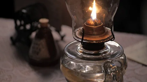 Documents &amp; Tabletop, Writing By 19th century Oil Lamp Light Stock Footage 81220538