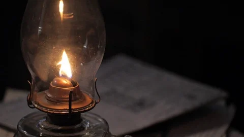 Documents on Tabletop - Writing By Oil Lamp Light Stock Footage 81220430
