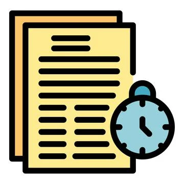 Documents time management icon color outline vector Stock Illustration