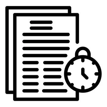 Documents time management icon, outline style Stock Illustration