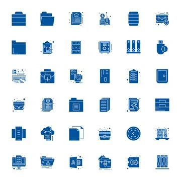 Documents Ultimate Vector Package with 36 256x256 Filled Pixel Aligned Icons Stock Illustration