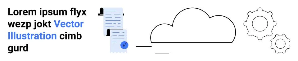 Documents with user profiles link to a cloud and gears. Ideal for technology, Stockillustratie