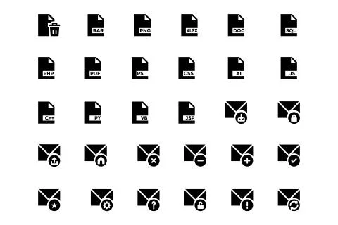 Documents Vector Icons Set Illustrazione stock