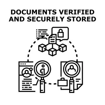 Documents verification and secure data storage concept Stock Illustration