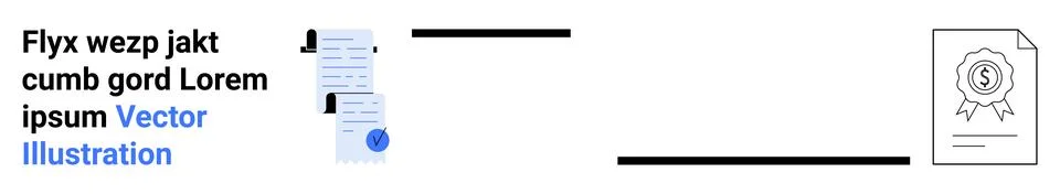 Documents with verification marks, certificate with dollar sign seal. Ideal f Illustrazione stock