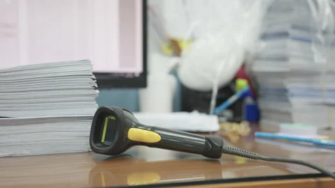 Documents waiting to convert data into the computer. Stock Footage 172520364