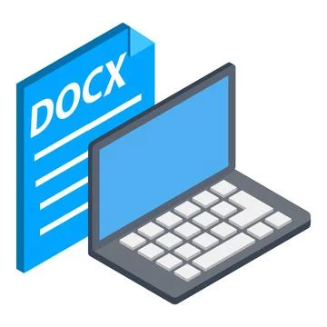 Docx file icon, isometric style Stock Illustration