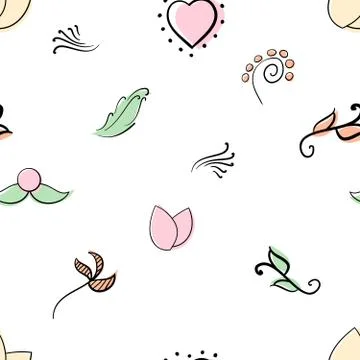 Doddle flower, leaf, branch pattern. Illustrazione stock