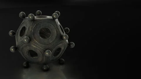 Dodecahedron on a black background zoom out Sx Stock Footage 288243992
