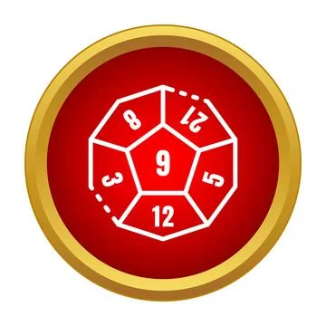 Dodecahedron dice icon representing game chance Stock Illustration