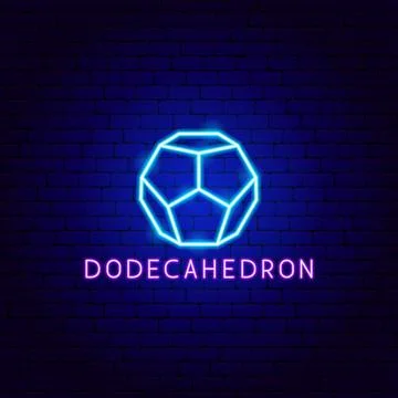 Dodecahedron Neon Label Illustrazione stock