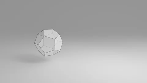 Dodecahedron, Platonic solid, transparent white on grey background, 4k 30fps Stock Footage 87190694
