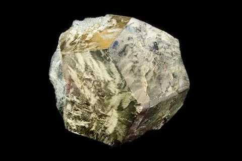 Dodecahedron shaped crystal of pyrite from Rio Marina, Italy Stock Photos