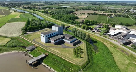 Dodewaard, non active nurclear power plant. Ready for dismantling. Stock Footage 243839960