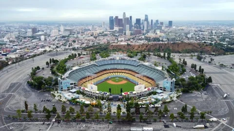 Dodger baseball stadium and downtown Los... | Stock Video | Pond5