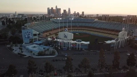 Dodger stadium aerial Stock Footage 96100949
