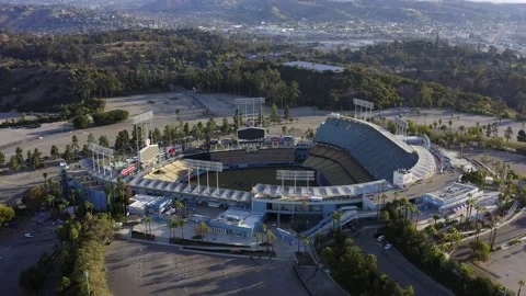 Dodger Stadium Drone Aerial View Los Angeles California Stock Footage 147211191