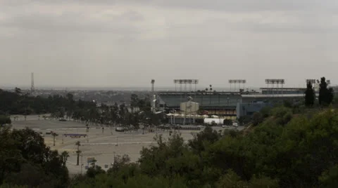 Dodgers Stadium and parking lot Stock Footage