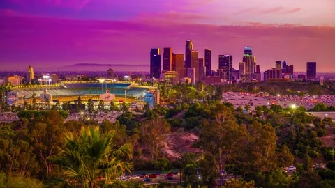 Dodgers stadium  dtla up fix timelapse 4k x2 14s Video stock 320508747