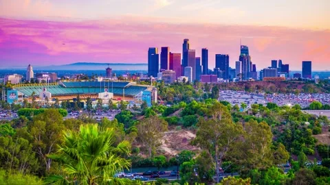 Dodgers stadium  dtla up fix timelapse 4k full 28s Video stock 320508763
