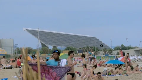 Dodgy Beach Next To Solar Panel Stock Footage 91174390