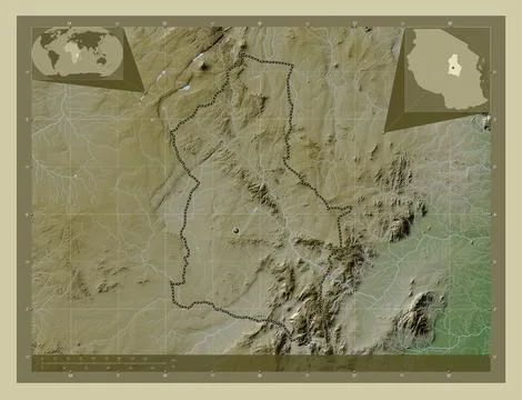 Dodoma, Tanzania. Elevation map colored in wiki style with lakes and rivers 스톡 일러스트